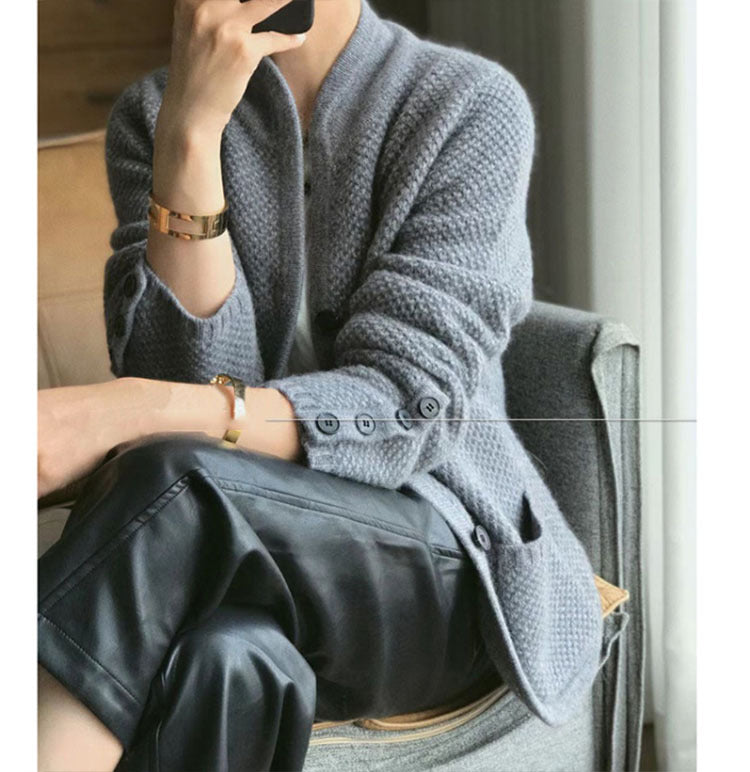 SANDRA | Elegant Stand-Collar Cardigan