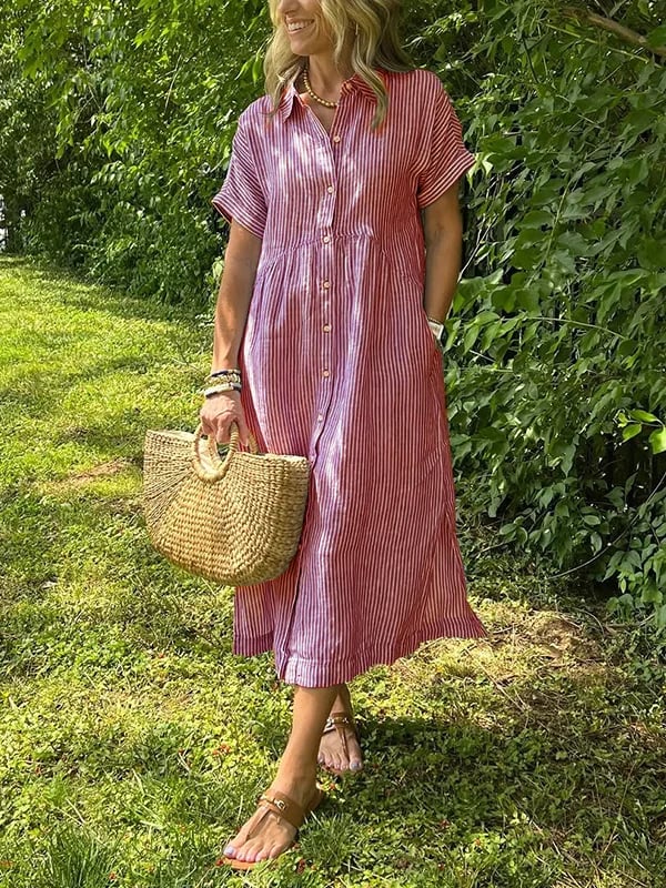 VALLEN | Striped Maxi Shirt Dress