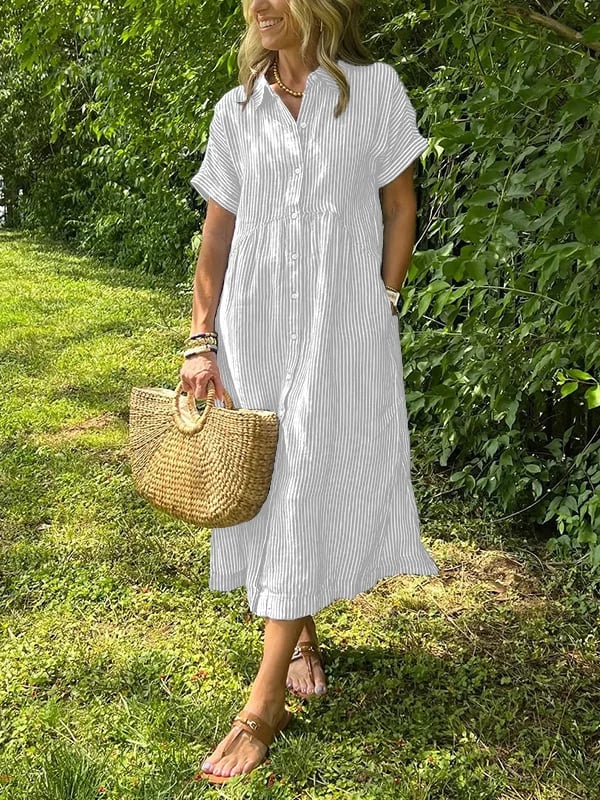 VALLEN | Striped Maxi Shirt Dress
