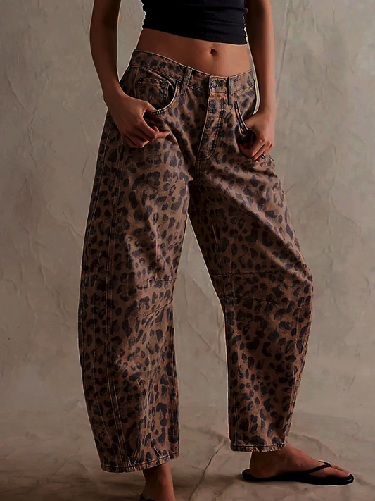 ARISTA | Bold Leopard Barrel Jeans