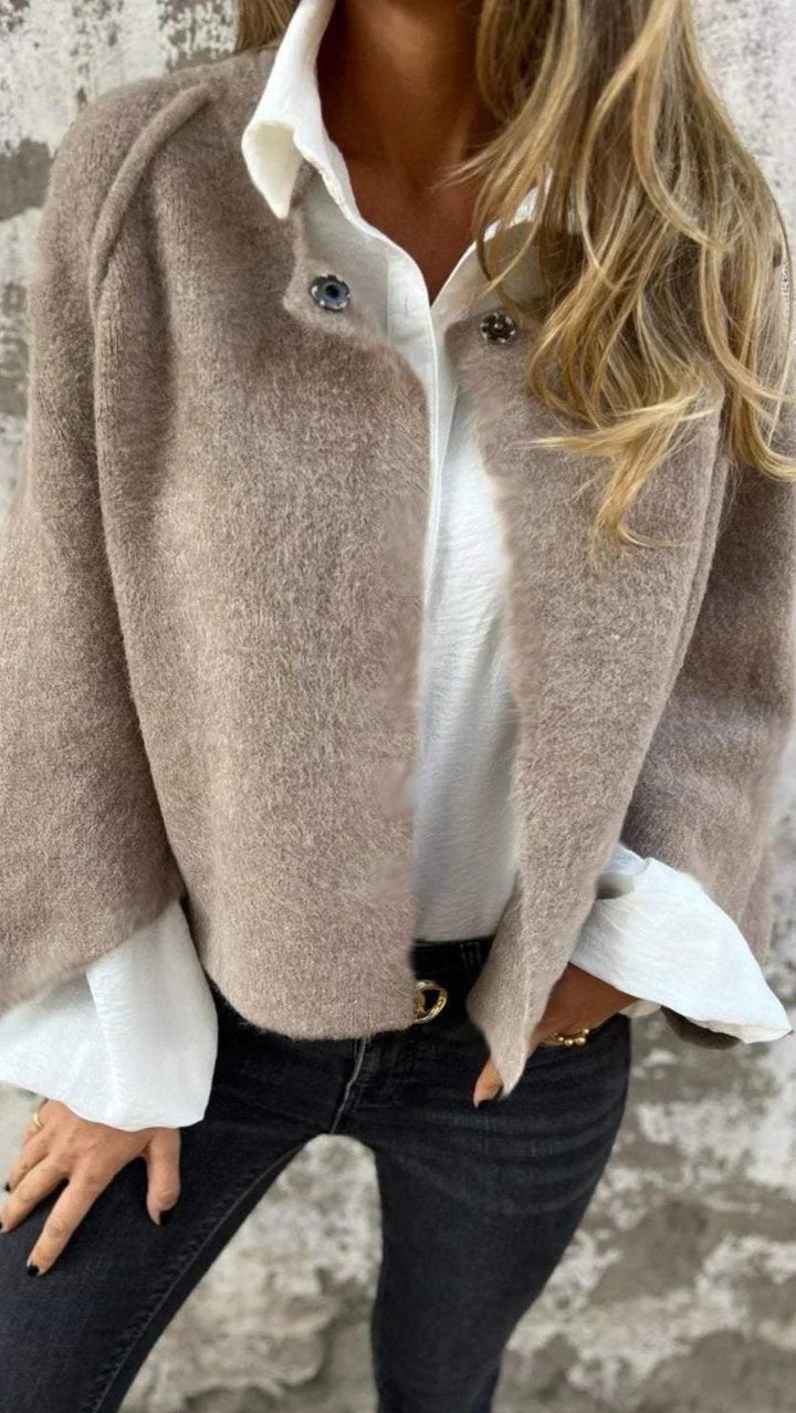 AMELINE | Classic Round Neck Wool Coat