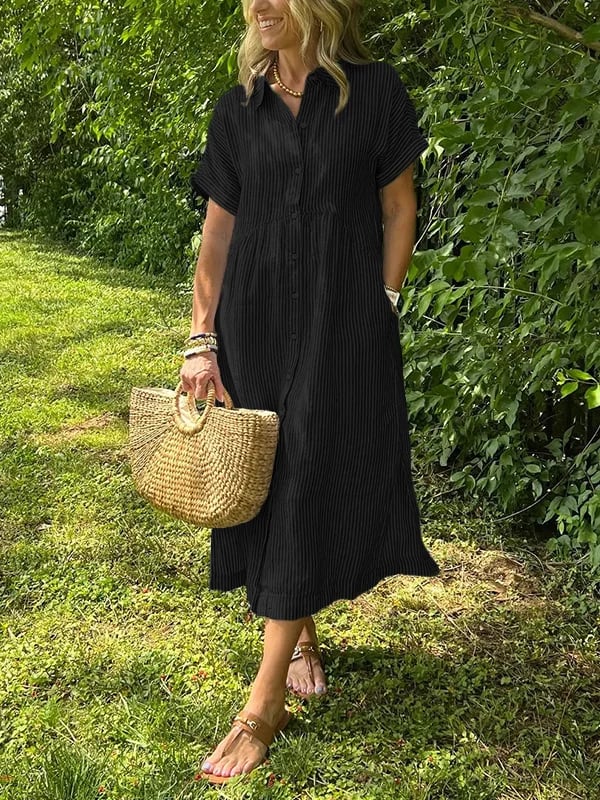 VALLEN | Striped Maxi Shirt Dress
