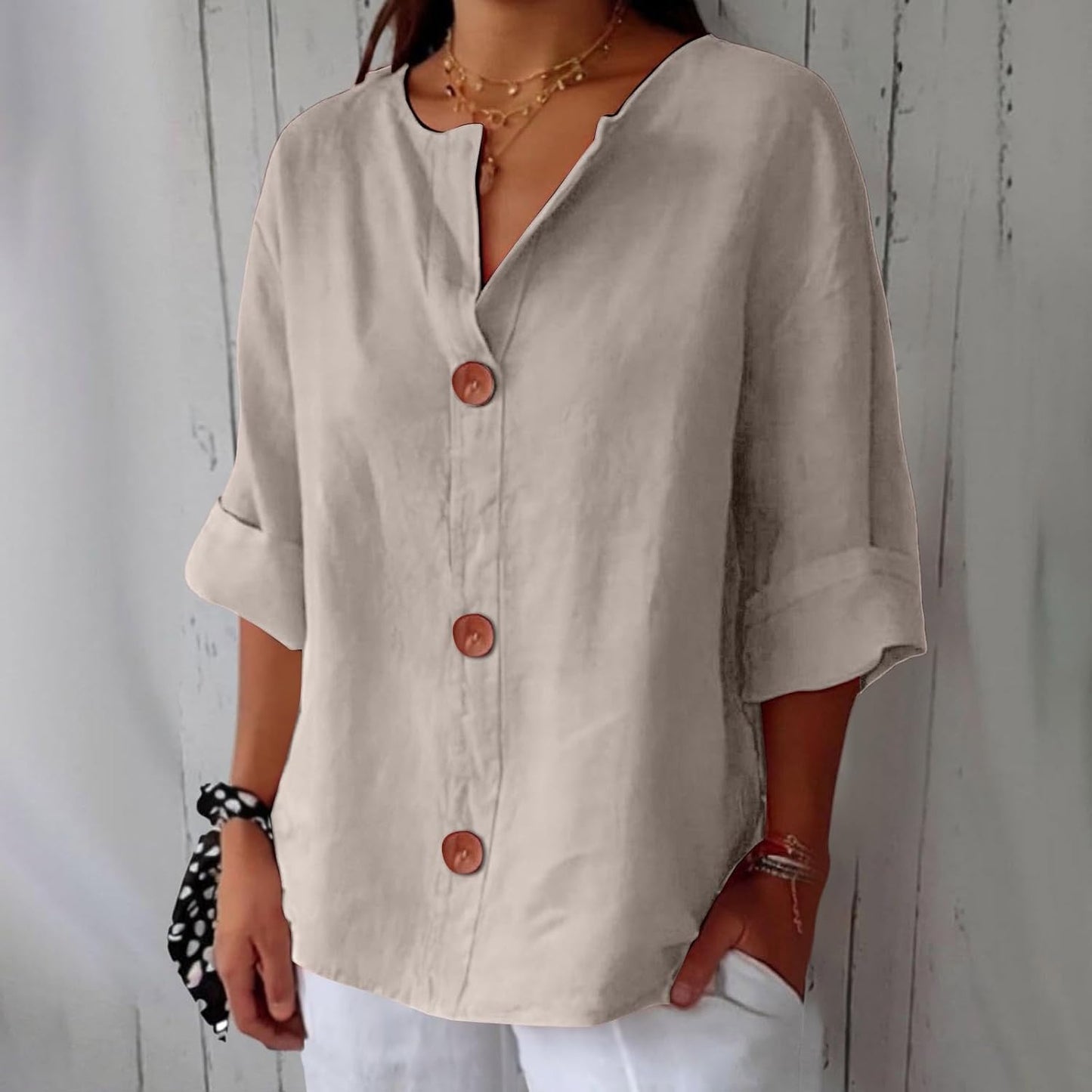 LYNTON | Lightweight Linen-Inspired Summer Blouse