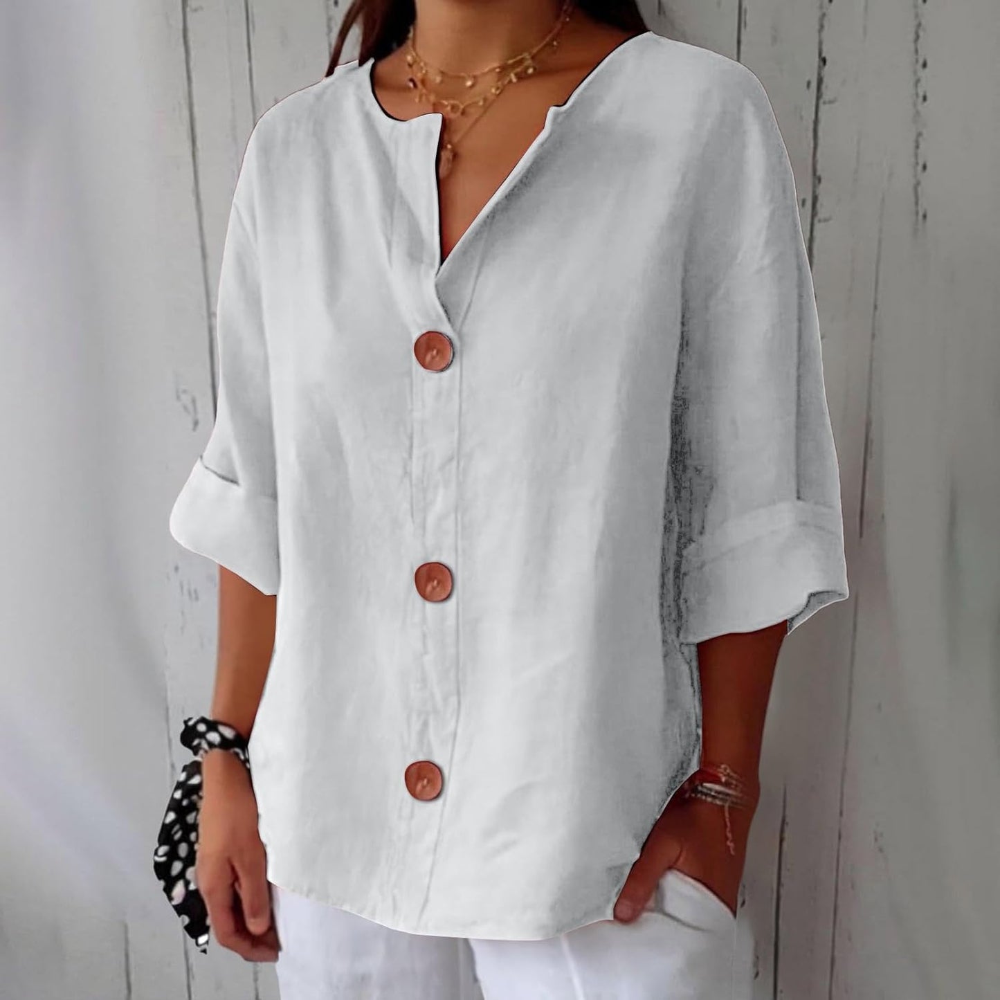 MILA | Breezy Button Blouse