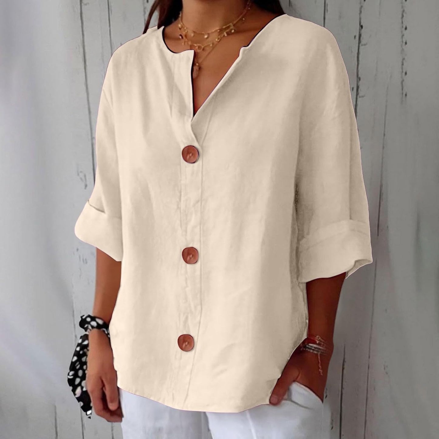 MILA | Breezy Button Blouse
