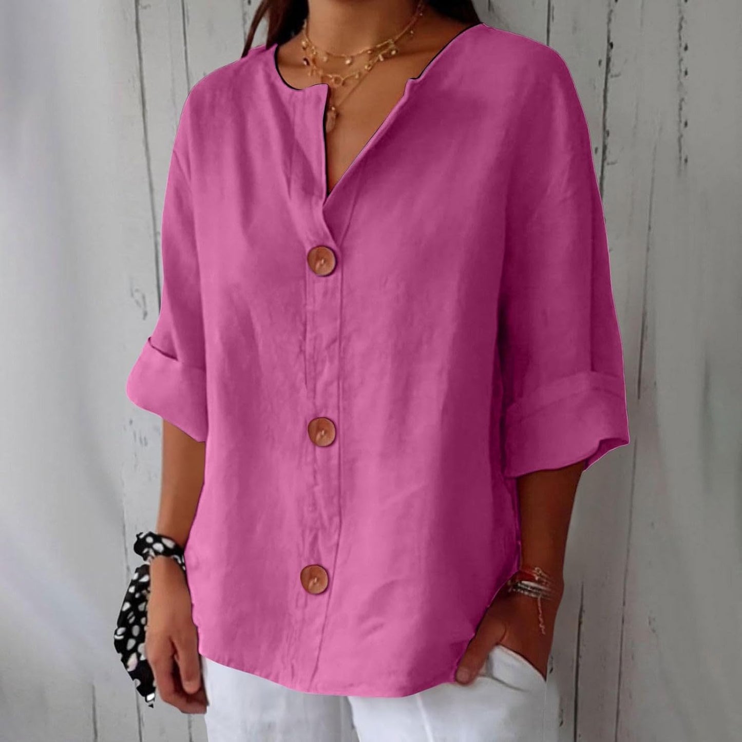 MILA | Breezy Button Blouse