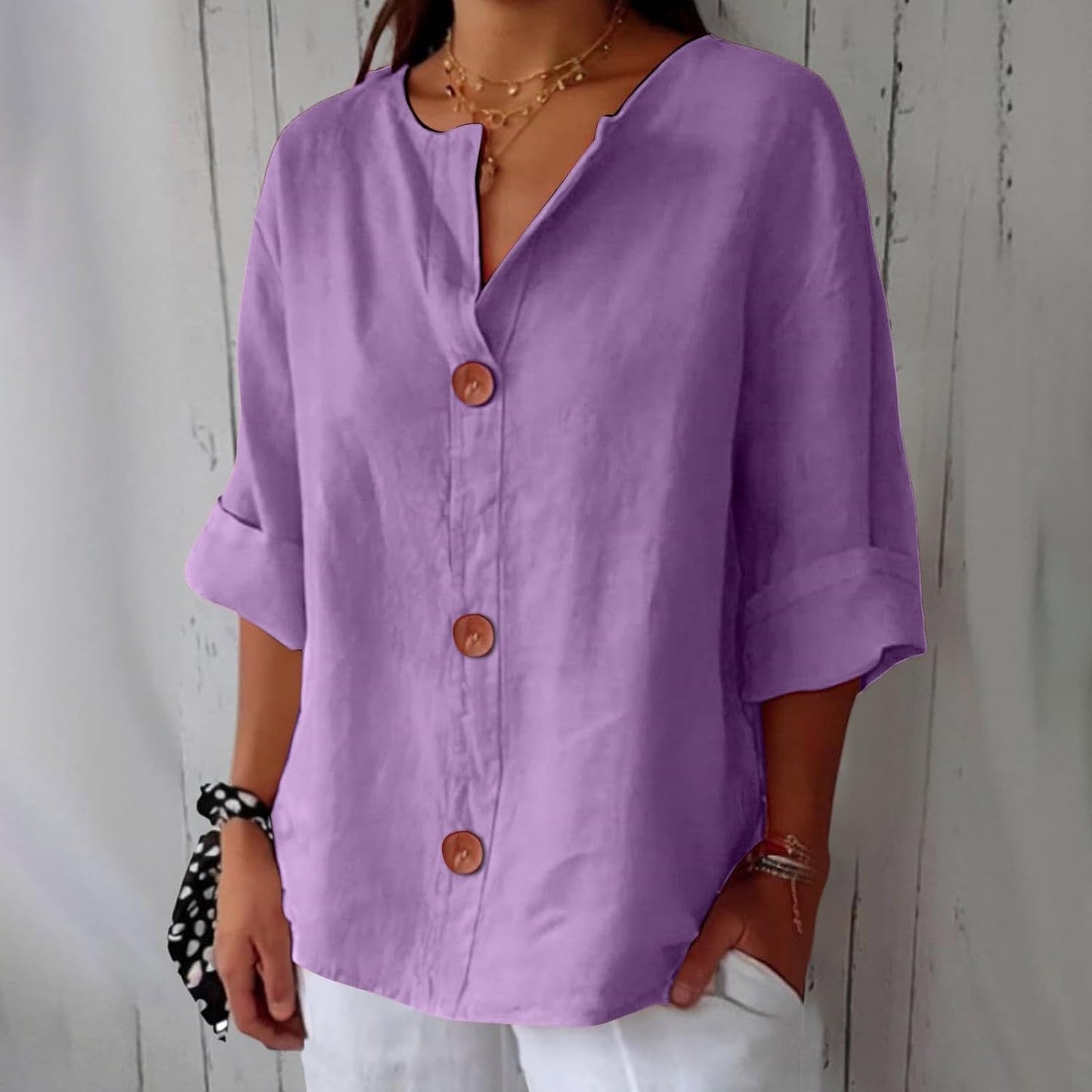 MILA | Breezy Button Blouse