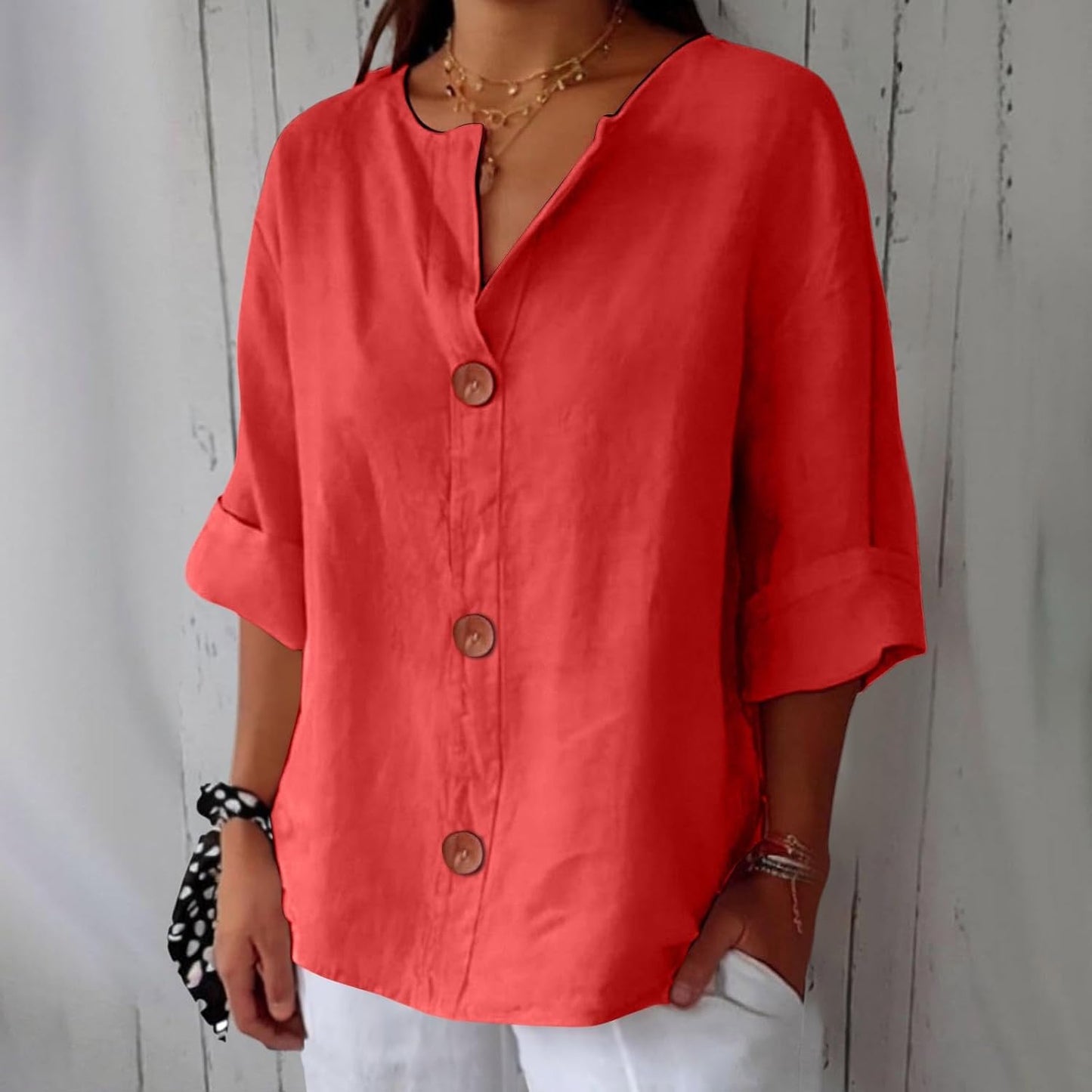 MILA | Breezy Button Blouse