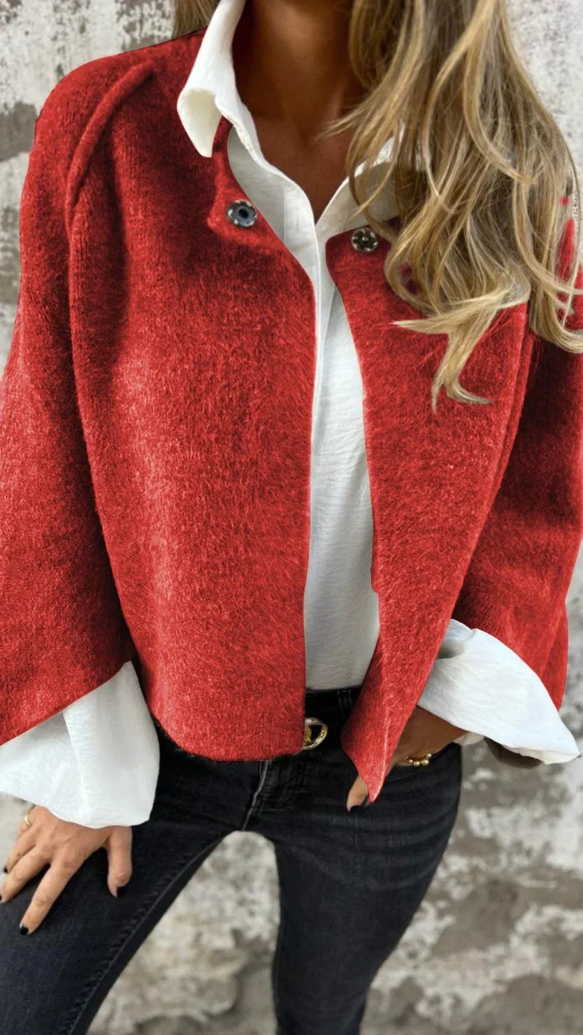 AMELINE | Classic Round Neck Wool Coat