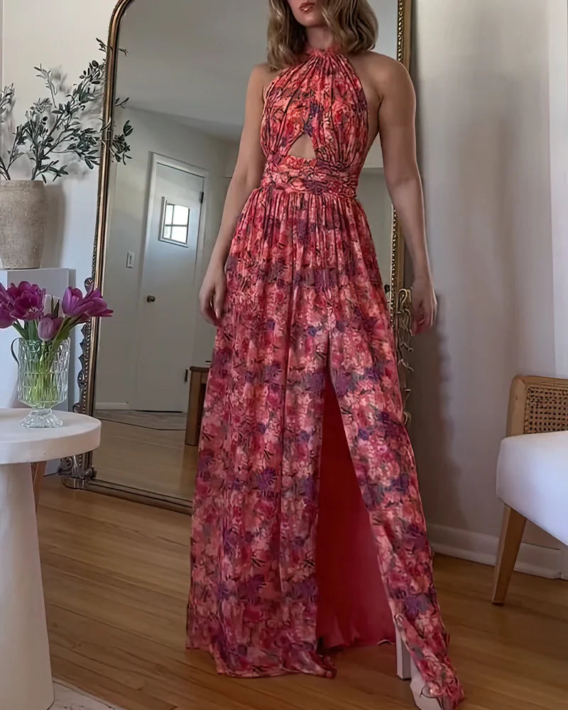 Iesia | Floral Backless Maxi Dress