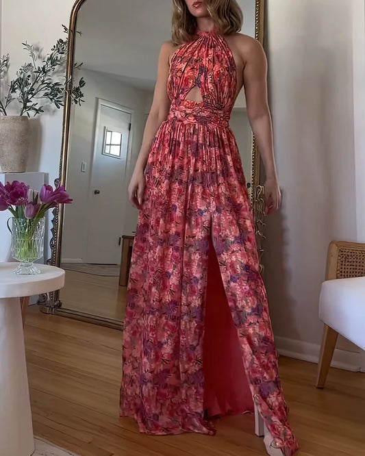 Iesia | Floral Backless Maxi Dress