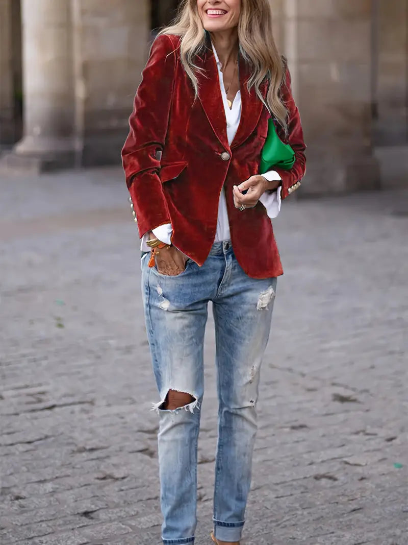 SERENYA | Elegant Velvet Blazer