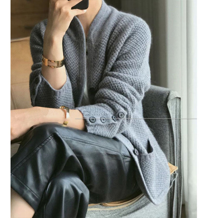 SANDRA | Elegant Stand-Collar Cardigan