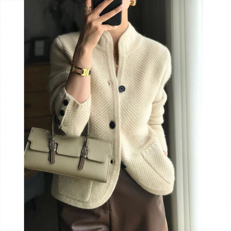 SANDRA | Elegant Stand-Collar Cardigan
