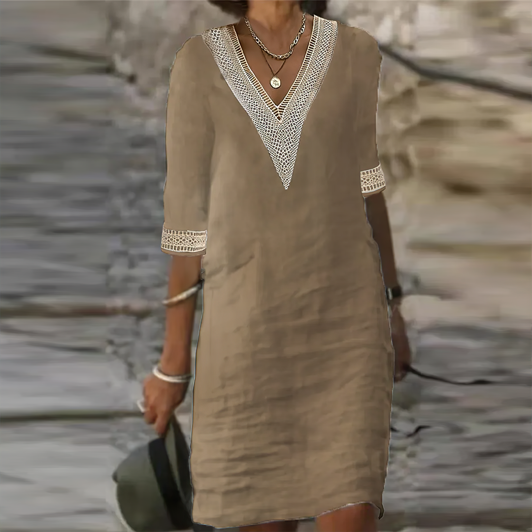 SAFFRON | Easy Elegance V-Neck Dress