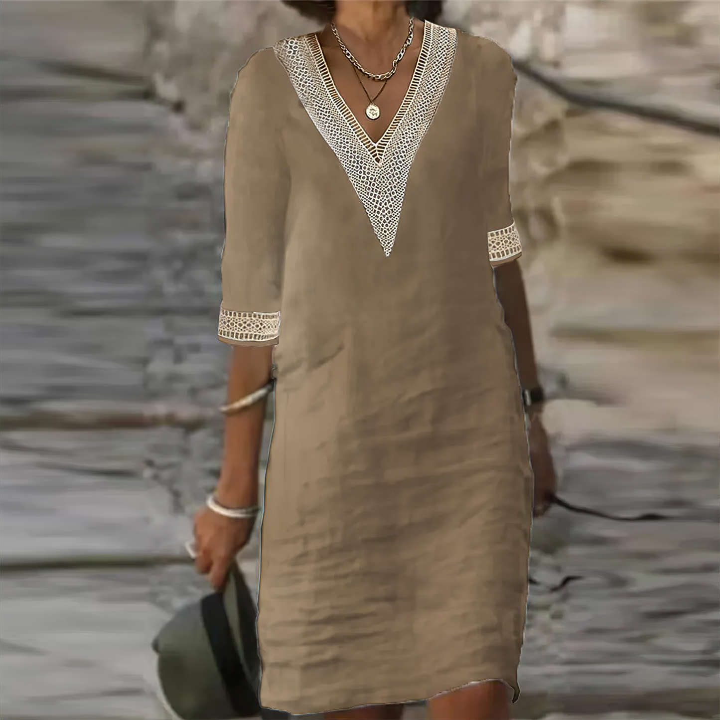 SAFFRON | Easy Elegance V-Neck Dress
