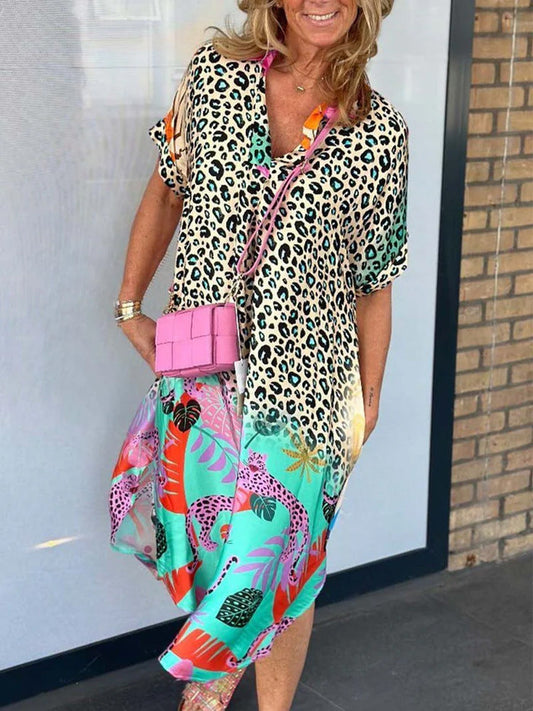 MINDA | Bold Print Midi Dress with Breezy Fit