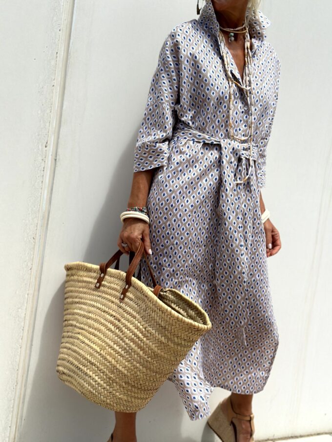 Wanette | Striped Two-side Slit Shirt Dress