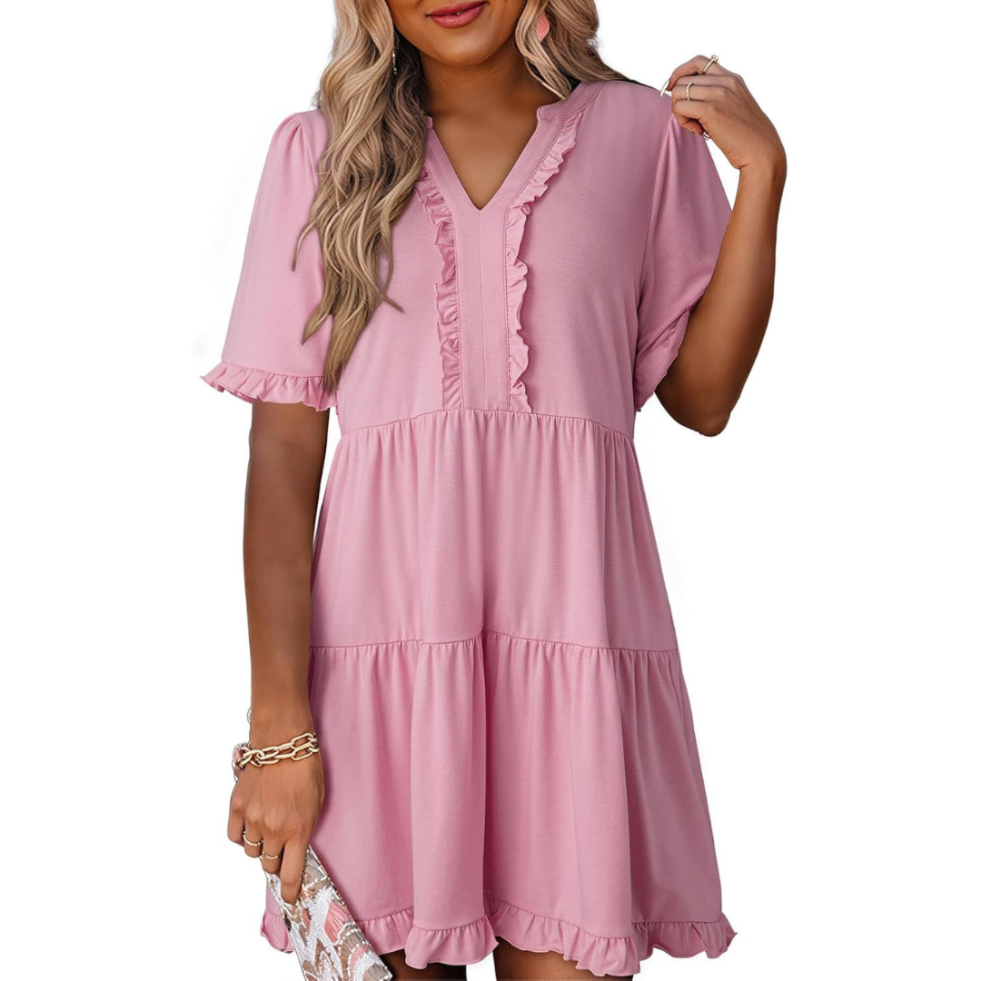 Shuvie | Casual V-Neck Mini Dress