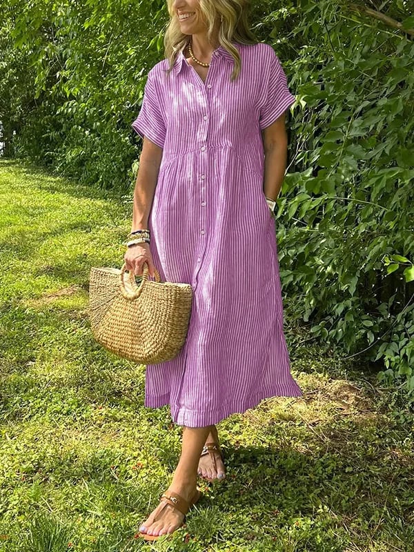 VALLEN | Striped Maxi Shirt Dress