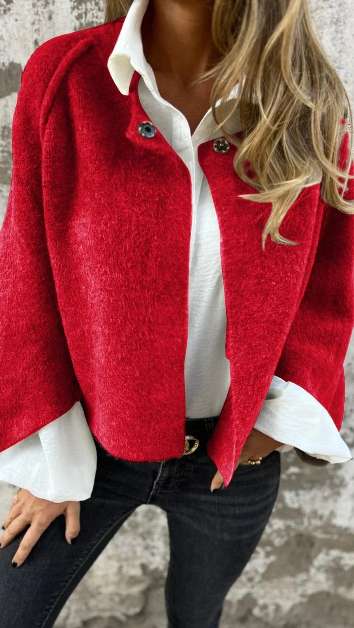 AMELINE | Classic Round Neck Wool Coat