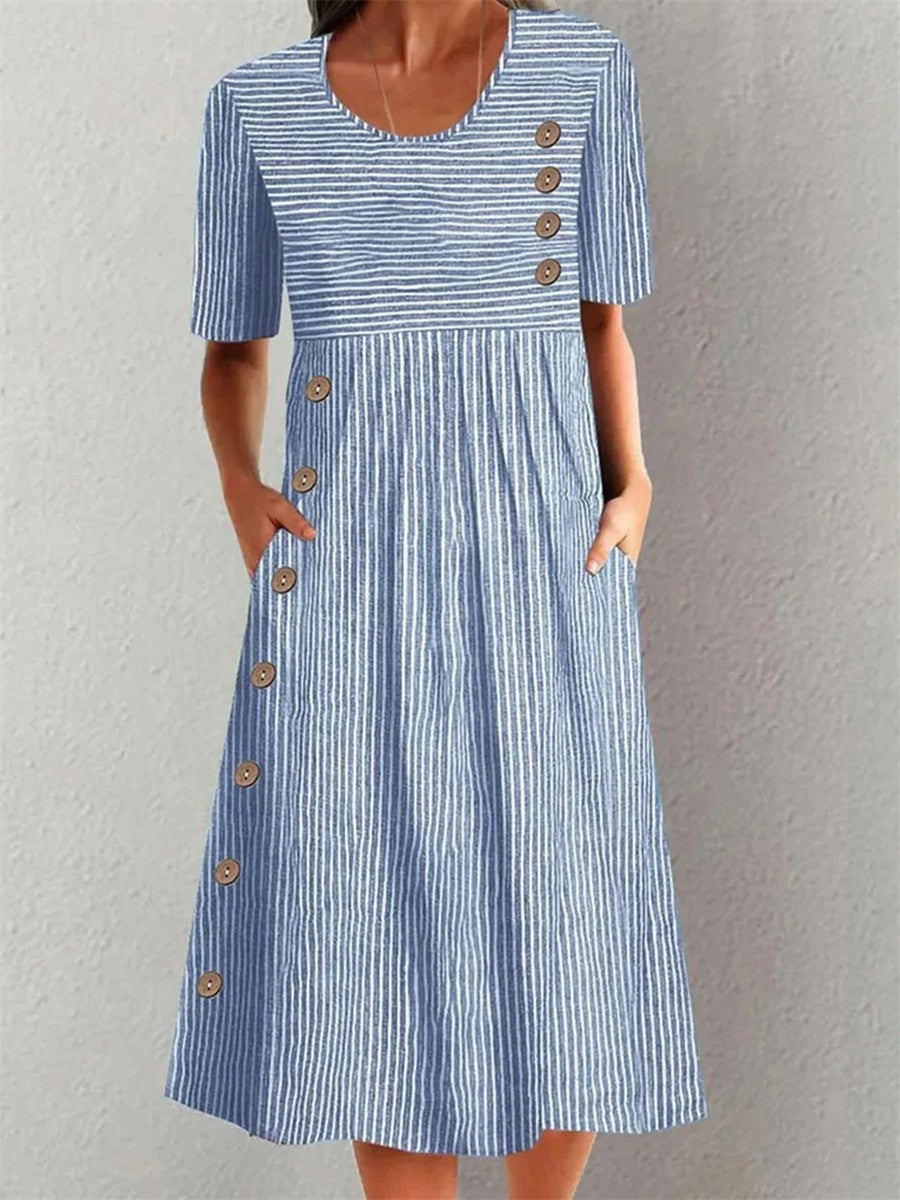 Lenna | Striped Cotton Midi Dress