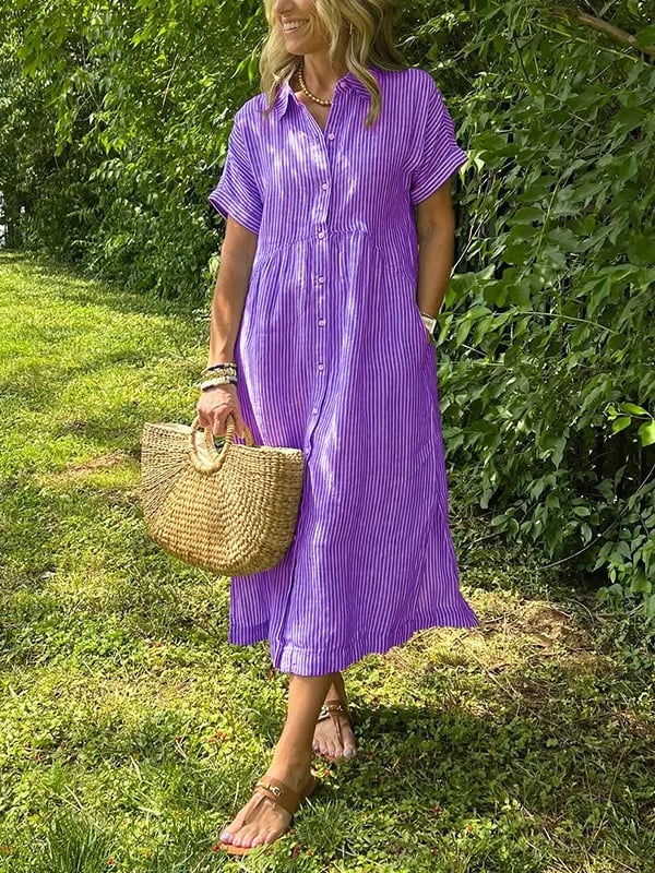 VALLEN | Striped Maxi Shirt Dress