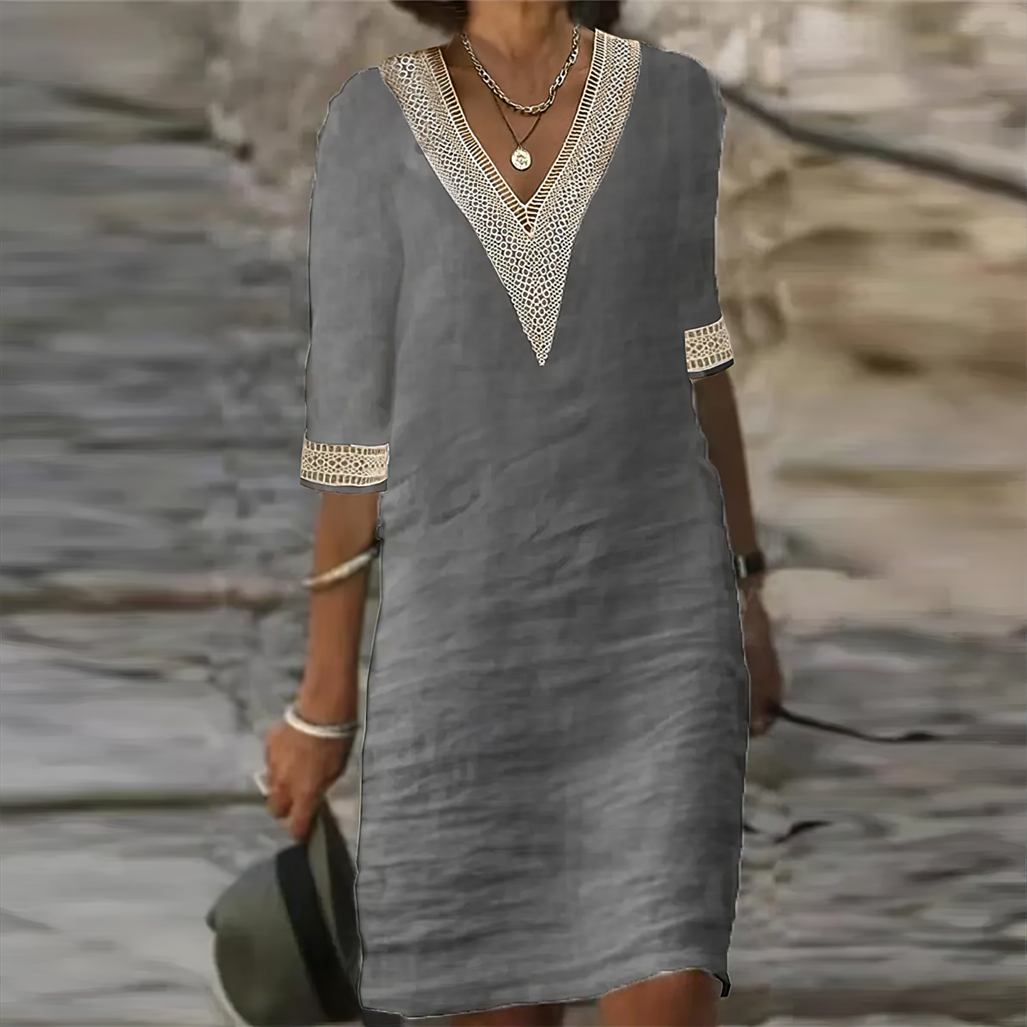 SAFFRON | Easy Elegance V-Neck Dress