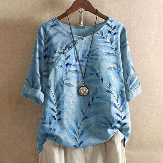 Casey | Leaf Print Detail Blouse